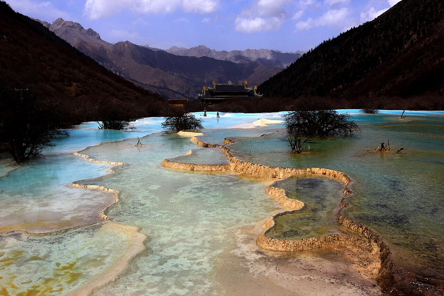 Travertine pools at Huanglong, a separate extension from Jiuzhaigou