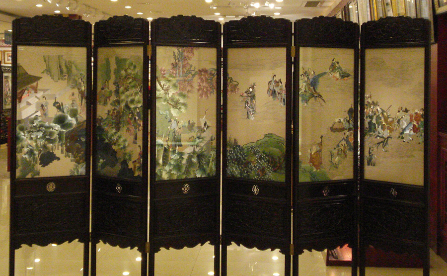 An embroidered silk screen in Suzhou