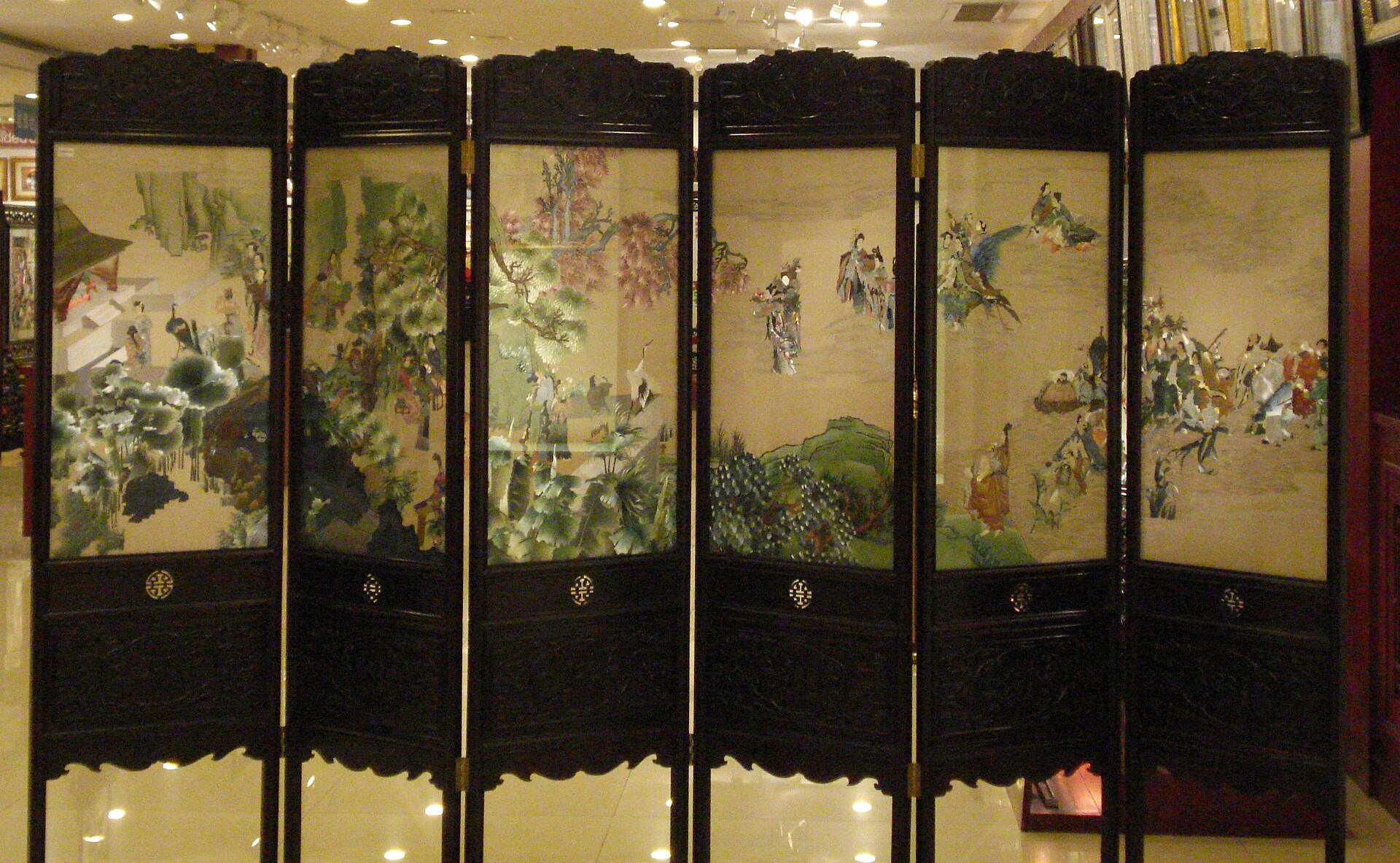 An embroidered silk screen in Suzhou